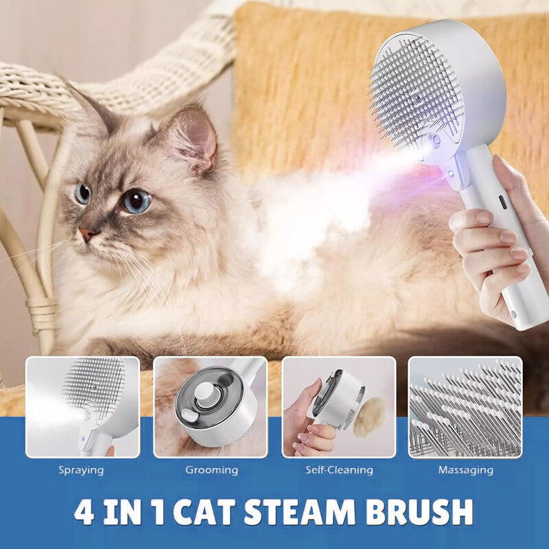 4 In 1 Cat Steam Brush Pet Electric Spray Massage Comb Dog Pet Hair Removal Comb