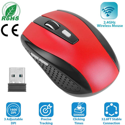 2.4G Wireless Gaming Mouse Optical Mice WIth Receiver 3 Adjustable DPI 6 Buttons For PC Laptop Computer Macbook