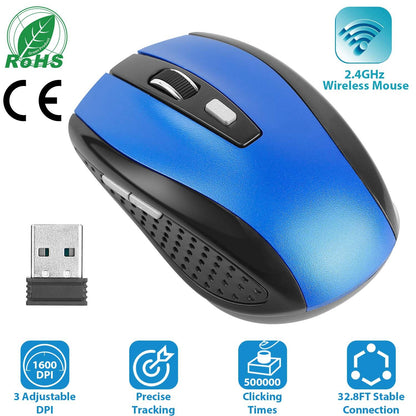 2.4G Wireless Gaming Mouse Optical Mice WIth Receiver 3 Adjustable DPI 6 Buttons For PC Laptop Computer Macbook
